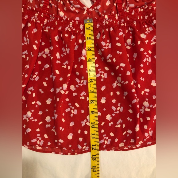 Lush red, pink & white polyester flowy tank, S - Picture 10 of 13